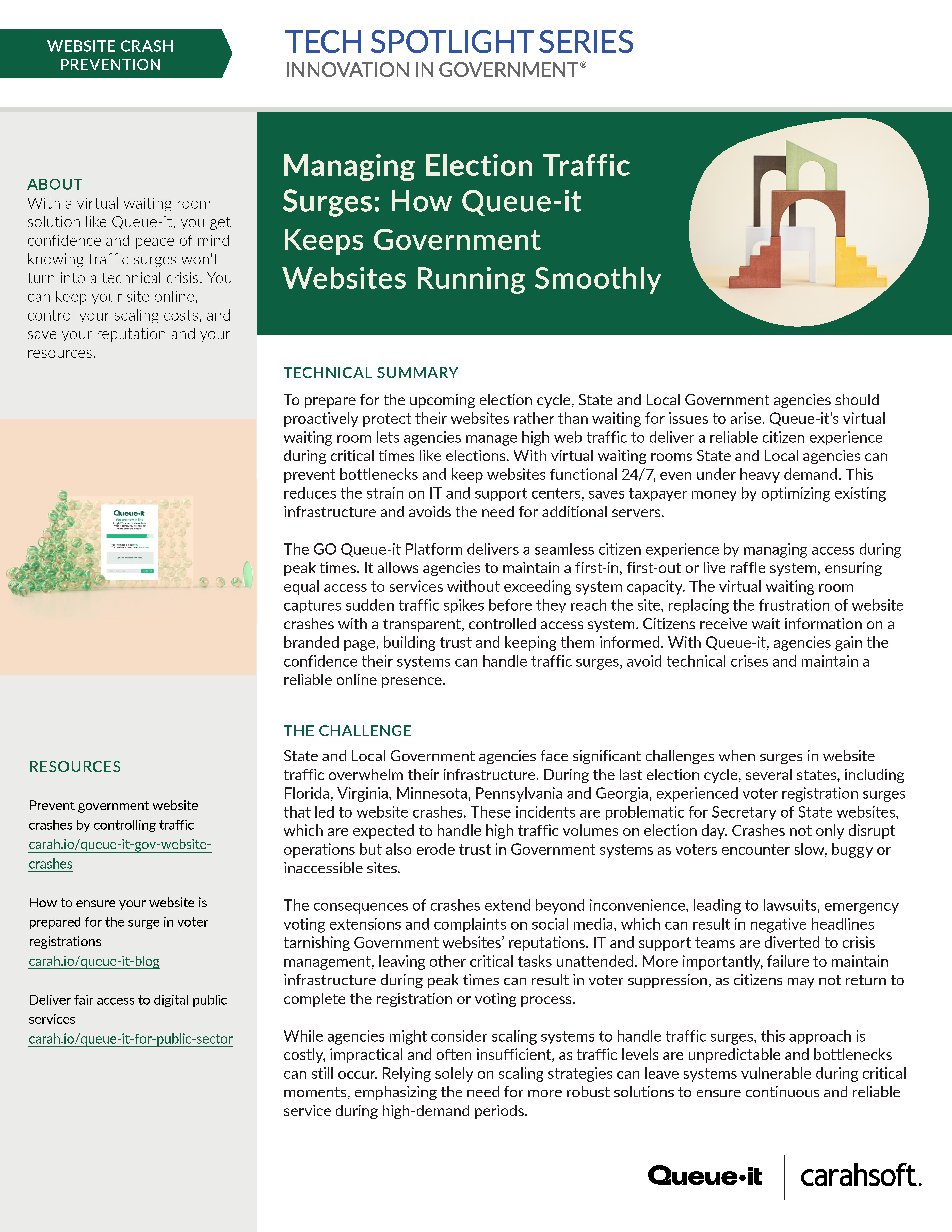  Tech Spotlight Queue-it Managing Gov Website Traffic Surges Graphic