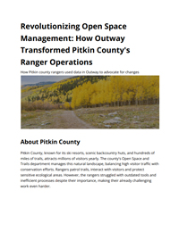 Revolutionizing Open Space Management: How Outway Transformed Pitkin County's Ranger Operations