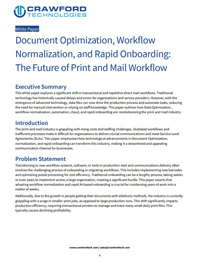 Document Optimization, Workflow Normalization, and Rapid Onboarding: The Future of Print and Mail Workflow