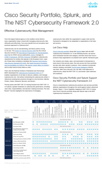 Cisco Security Portfolio, Splunk, and The NIST Cybersecurity Framework 2.0