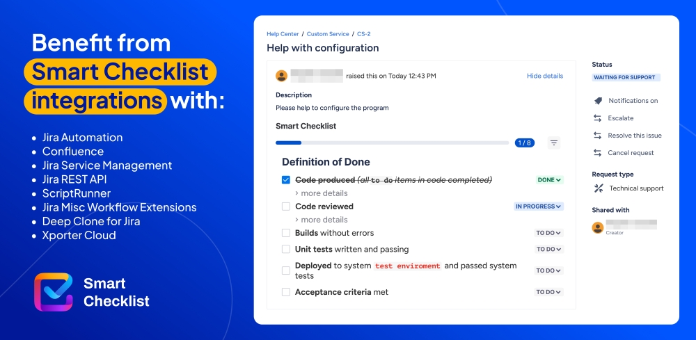 Benefit from Smart Checklist integrations