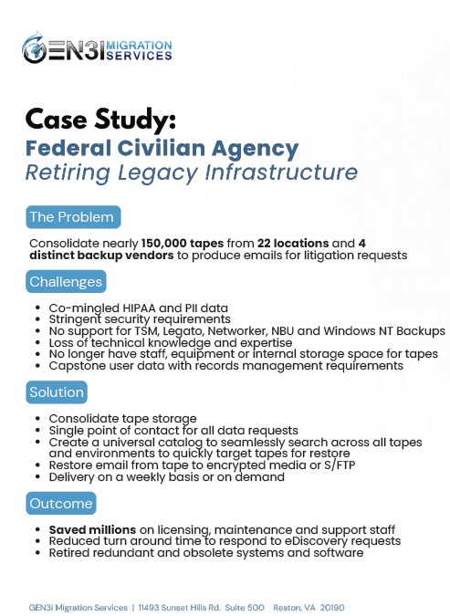 Federal Civilian Agency: Retiring Legacy Infrastructure