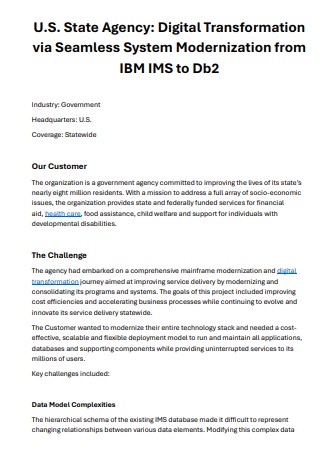 U.S. State Agency: Digital Transformation via Seamless System Modernization from IBM IMS to Db2