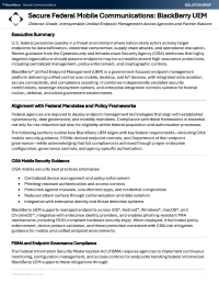 Secure Federal Mobile Communications: BlackBerry UEM Defense-Grade, Interoperable Unified Endpoint Management Across Agencies and Partner Nations