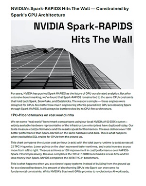 NVIDIA’s Spark-RAPIDS Hits The Wall — Constrained by Spark’s CPU Architecture