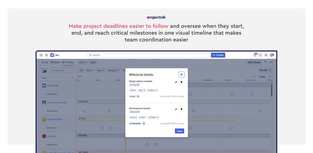 Timeline View and Project Milestones