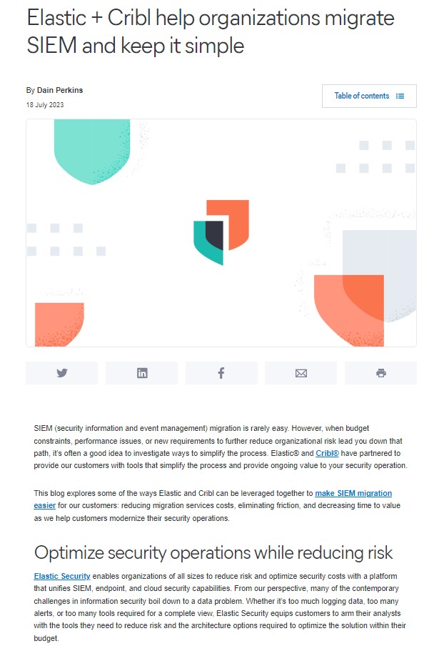 Elastic + Cribl help organizations migrate SIEM and keep it simple blog