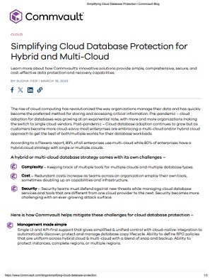 Simplifying Cloud Database Protection for Hybrid and Multi-Cloud