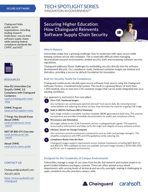 Tech Spotlight Chainguard Higher EDU Graphic