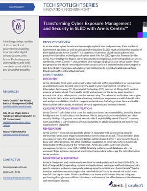 Tech Spotlight: Transforming Cyber Exposure Management and Security in SLED with Armis Centrix™