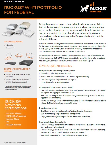 RUCKUS Wi-Fi Portfolio for Federal