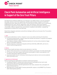 Check Point Automation and Artificial Intelligence in Support of the Zero Trust Pillars