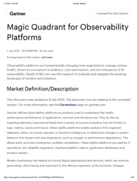 Gartner Magic Quadrant for Observability Platforms
