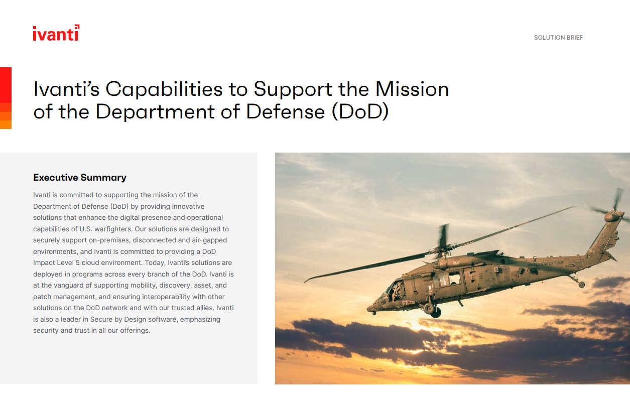 Ivanti’s Capabilities to Support the Mission of the Department of Defense (DoD)