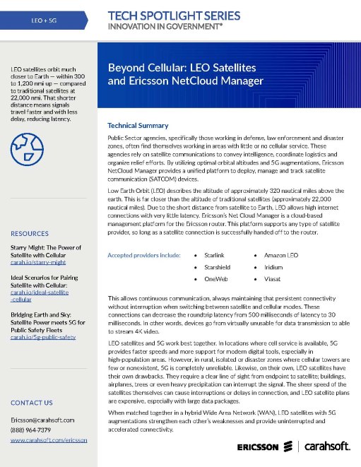 Beyond Cellular: LEO Satellites and Ericsson NetCloud Manager