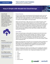 Keep It Simple with Wasabi Hot Cloud Storage