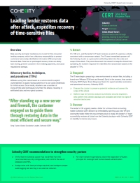 Leading Lender Restores Data After Attack, Expedites Recovery of Time-Sensitive Files