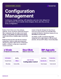 Configuration Management: Capability Brief