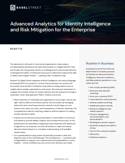 Advanced Analytics for Identity Intelligence and Risk Mitigation for the Enterprise