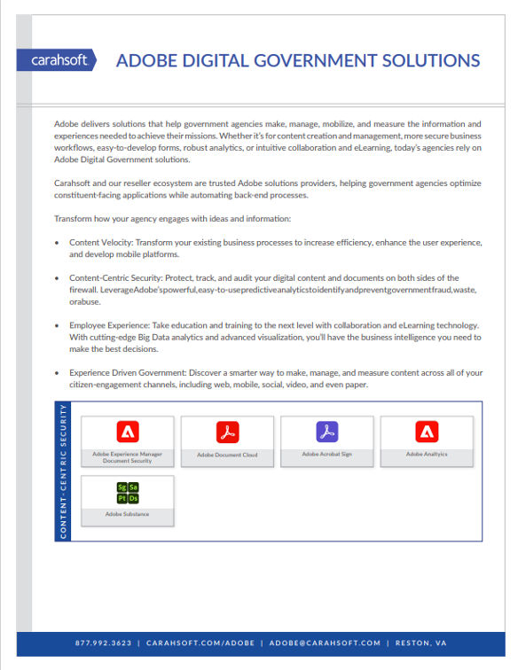 Adobe Digital Government Solutions Line Card