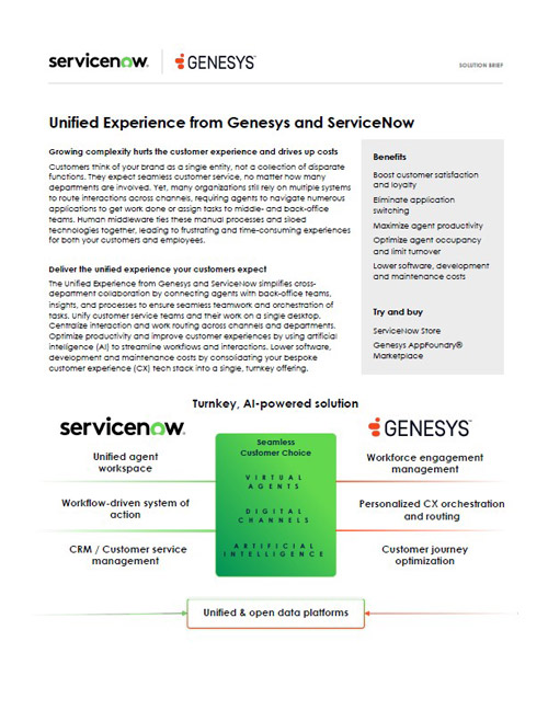 ServiceNow Unified Experience for Contract Centers