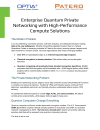 Enterprise Quantum Private Networking with High-Performance Compute Solutions