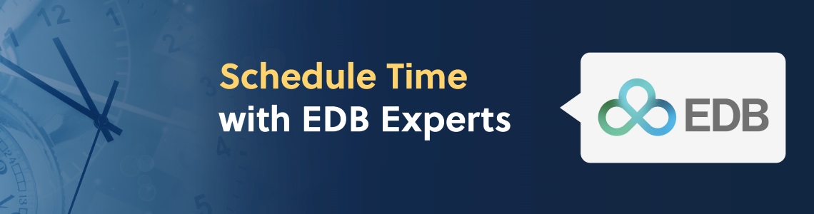 Schedule time with EnterpriseDB experts banner