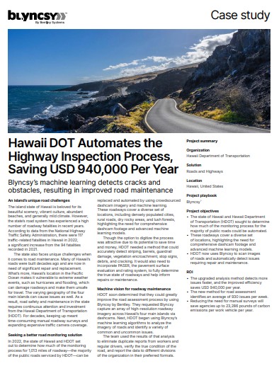 Hawaii DOT Automates the Highway Inspection Process, Saving USD 940,000 Per Year