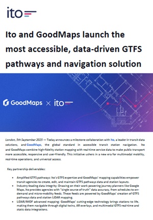 Ito and GoodMaps launch the most accessible, data-driven GTFS pathways and navigation solution