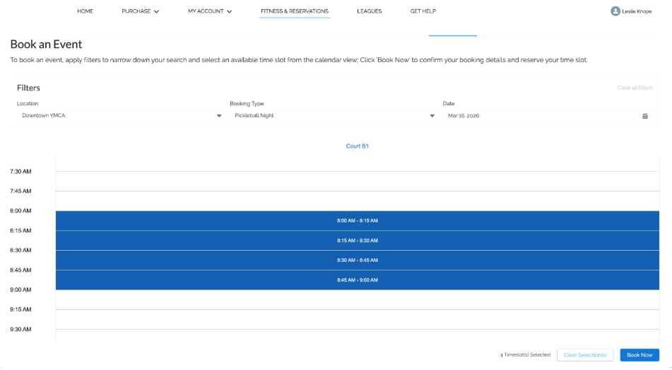 Coordinate Facility Scheduling with a Calendar View