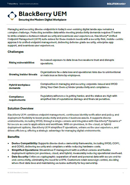 BlackBerry UEM Solution Brief