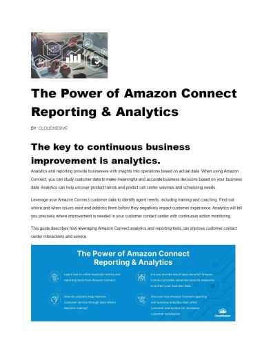 The Power of Amazon Connect Reporting & Analytics