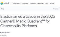 Elastic named a Leader in the 2025 Gartner® Magic Quadrant™ for Observability Platforms