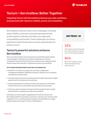 Tanium + ServiceNow Solution Brief