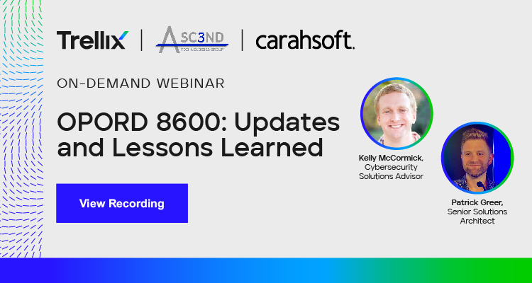 View our latest webinar recording on OPORD 8600: Updates and Lessons Learned