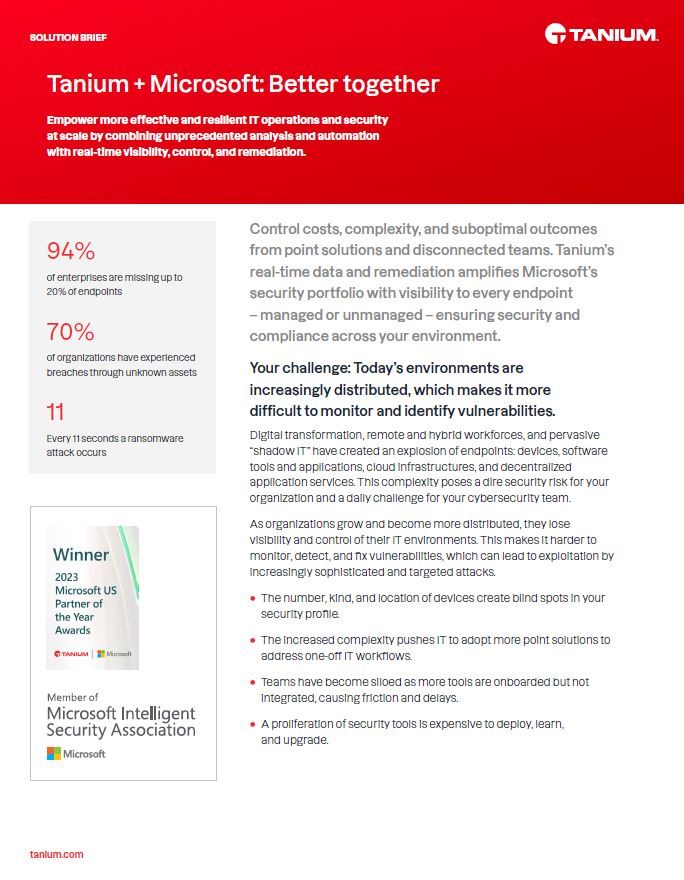 Tanium + Microsoft Better Together