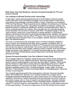 Real-Time Readiness — Dynamic Document Assembly for TTPs and Lessons Learned