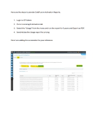 Steps to providing ColdFusion Activation Reports