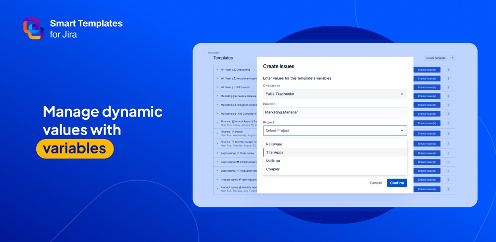 Add variables to make one template applicable for all processes 
