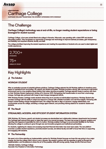 Carthage College: Carthage College Transforms the Student Experience with Workday