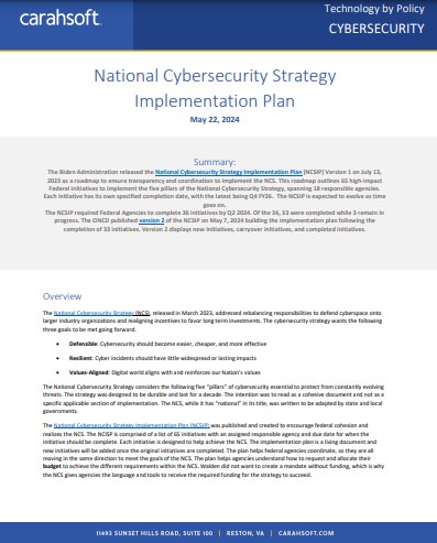 National Cybersecurity Strategy Implementation Plan