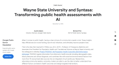 Wayne State University and Syntasa: Transforming public health assessments with AI