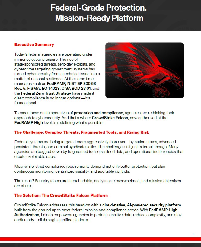 Federal-Grade Protection, Mission- Ready Platform