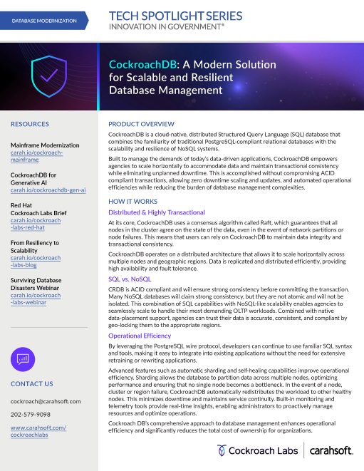 Tech Spotlight Cockroach Labs Scalable Resilient Database Management Graphic