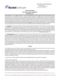 Rocket Software End User License Agreement Universal EULA