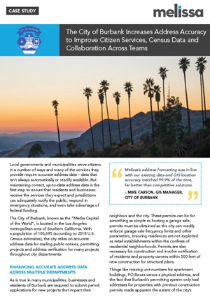 The City of Burbank Increases Address Accuracy to Improve Citizen Services, Census Data and Collaboration Across Teams