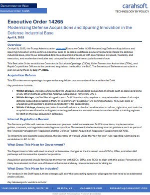 Executive Order 14265: Modernizing Defense Acquisitions in the Defense Industrial Base