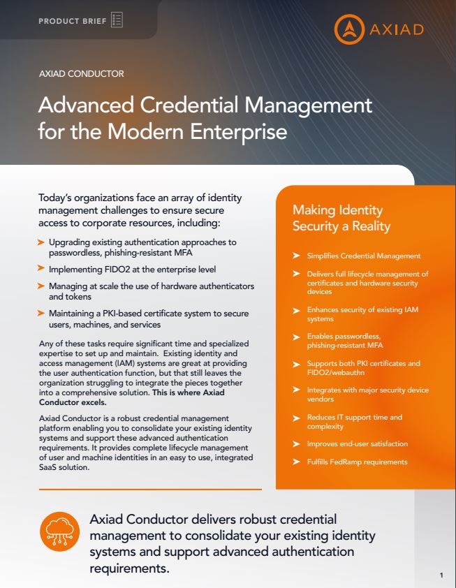 Axiad Conductor: Advanced Credential Management for the Modern Enterprise
