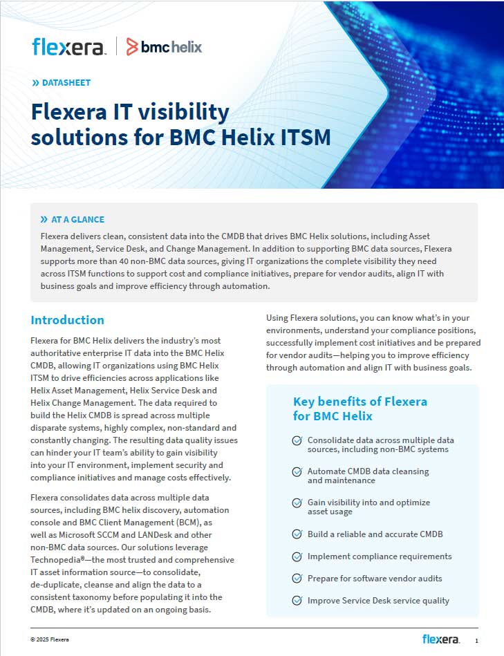 Flexera IT Visibility Solutions for BMC Helix ITSM