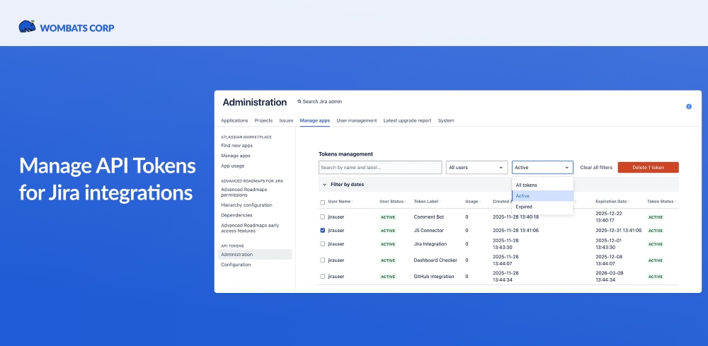 Wombats Corp - API Tokens for Jira